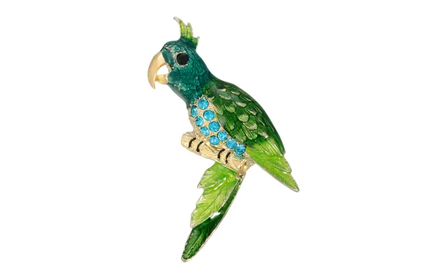 Gold-tone Green And Turquoise Color Parrot Bird Pin