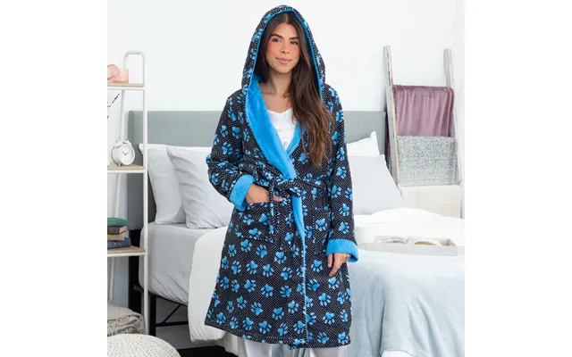 Gradient Paws & Polka Dot Hooded Robe - L Xl
