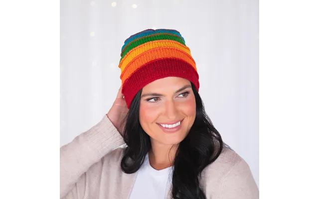 Hand Knit Rainbow Hat