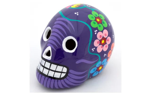 Hand Painted Ceramic Skull - Purple product image