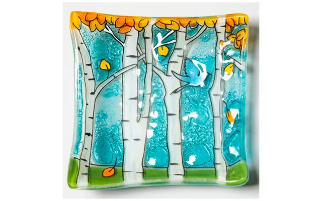 Hand Painted Flowers Recycled Glass Dish - Aspen Birch