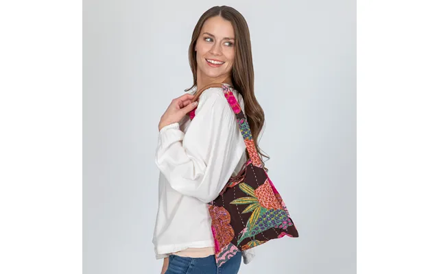 Hand Stitched Kantha Hobo Bag - Brown