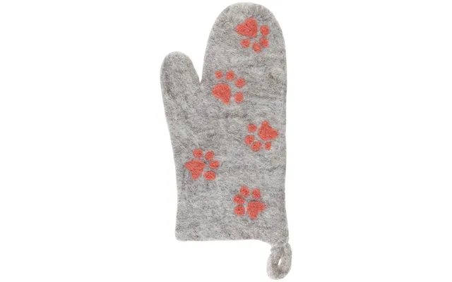 Handmade Felt Paw Print Oven Mitt - Gray