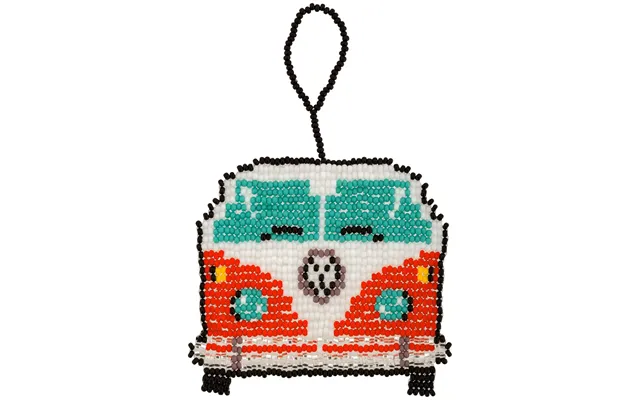 Hippie Van Beaded Ornament - Orange