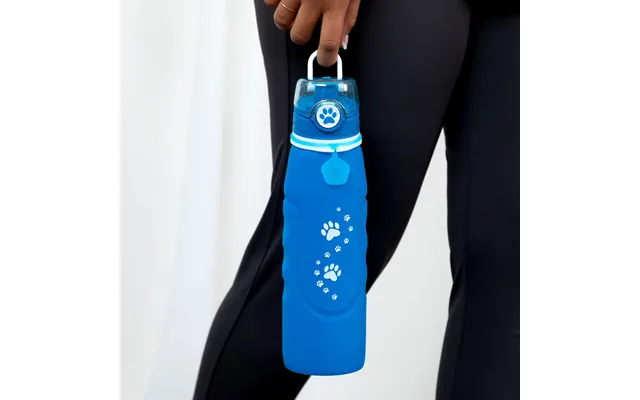 Hydrogood Collapsible Silicone Water Bottle - Blue Walking Paws
