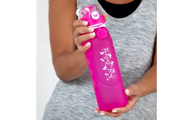 Hydrogood Collapsible Silicone Water Bottle - Pink Fluttering Butterflies