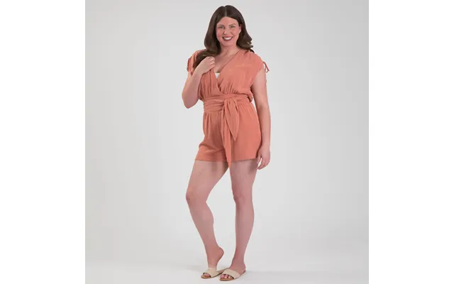 Lightweight V-neck Romper With Tie Waist - M