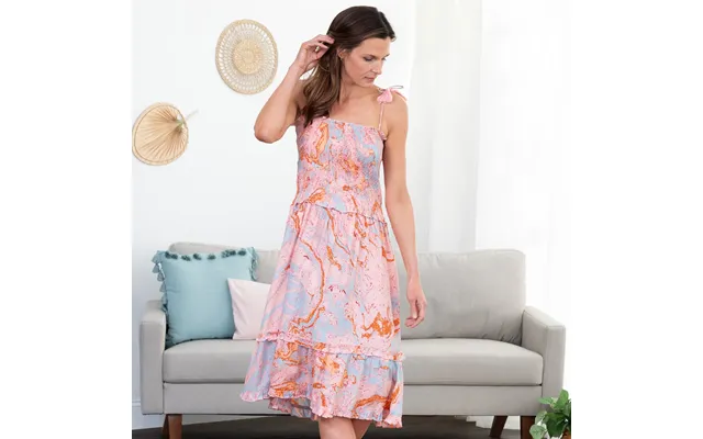 Marble Smocked Tie-strap Midi Sundress - 3x
