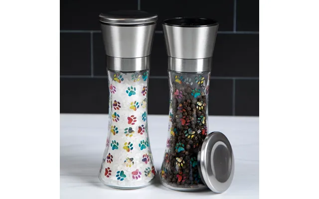 Modern Glass Salt & Pepper Grinders - Rainbow Ombre Paws