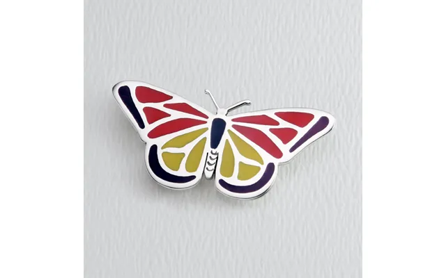 Monarch Butterfly Brooch In Full Color Sterling & Brass Pin