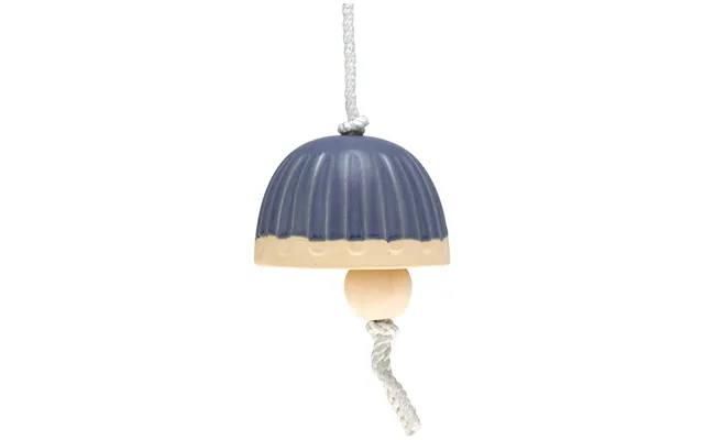 Mushroom Ceramic Bell Wind Chime - Cobalt Blue