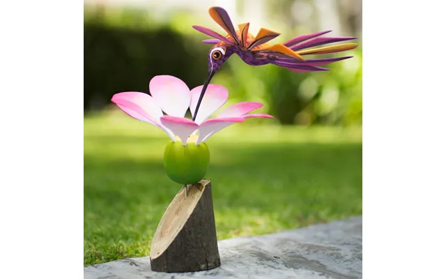 Novica Happy Hummingbird Handmade Floral Wood Bird Sculpture