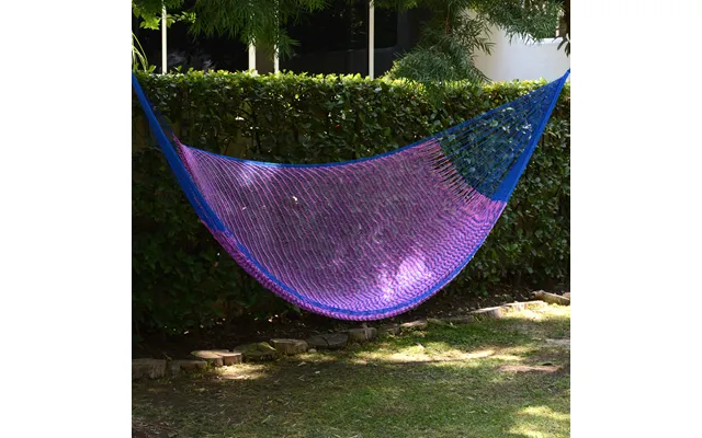 Novica Iridescent Tropics Hand Woven Fuchsia And Royal Blue Hammock From Mexico