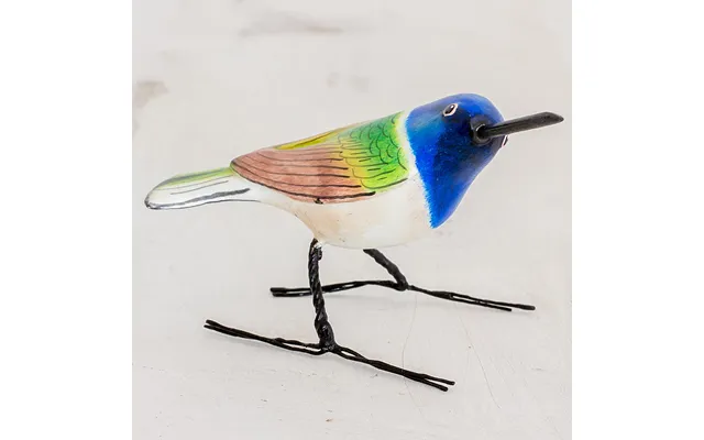 Novica Jacobin Hummingbird Guatemalan Handmade Jacobin Hummingbird Clay Bird Figurine
