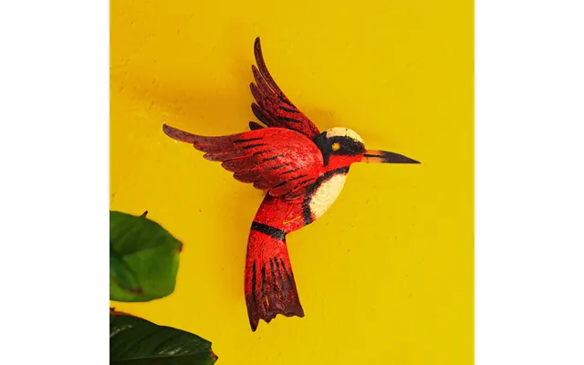 Novica Little Ruby Hummingbird Unique Red Bird Wall Art Steel Sculpture From Mexico