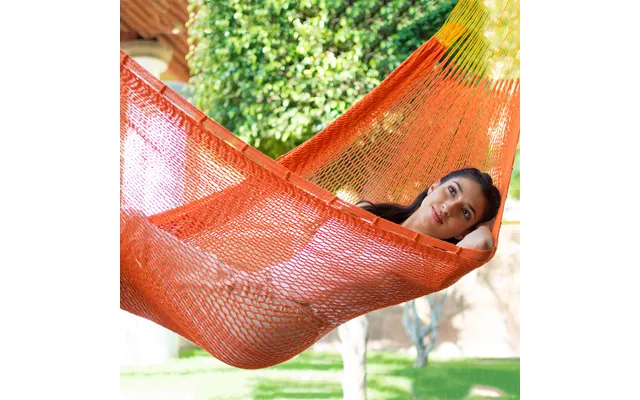 Novica Mango Paradise Solid Maya Orange Hand Woven Cotton Hammock Single