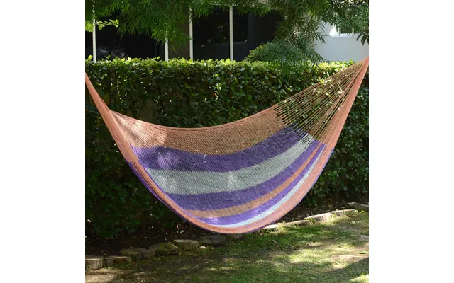 Novica Melon Stripe Hand Woven Nylon Striped Hammock Double From Mexico