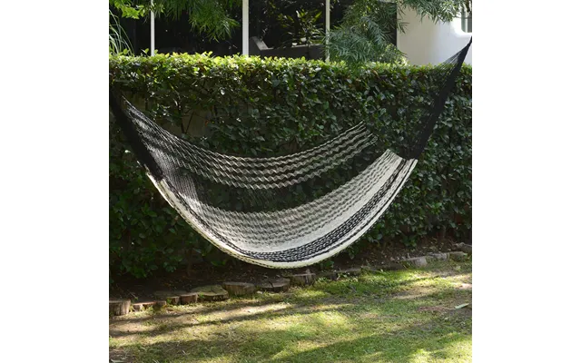 Novica Night Stripes Black & Ivory Hand Woven Hammock From Mexico