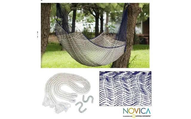 Novica Ocean Waves Single Person Nylon Rope Hammock