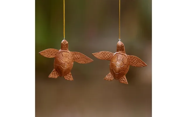 Novica Patient Turtle 2 Turtle Wood Ornaments Artisan Crafted In Indonesia