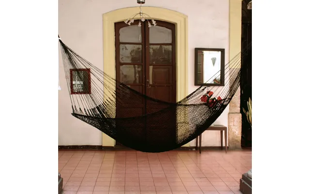 Novica Shadows Fair Trade Black Rope Hammock Single