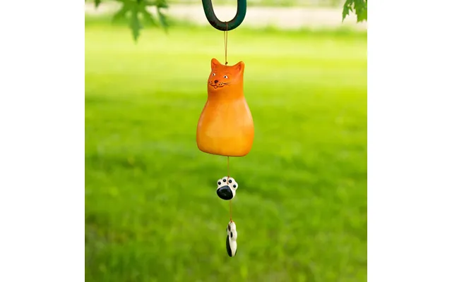 Orange Cat Hand Painted Ceramic Wind Chime