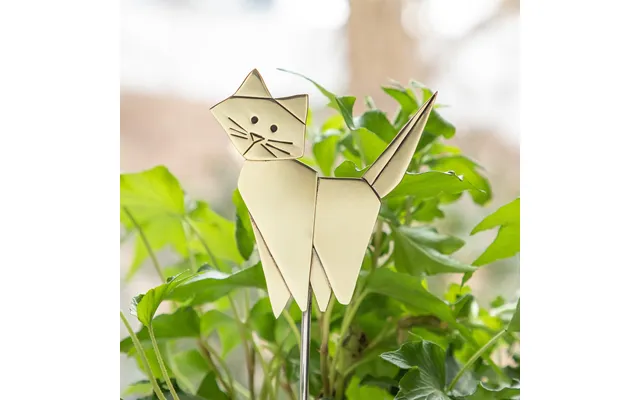 Origami Cat Mixed Metal Plant Stake - Standing