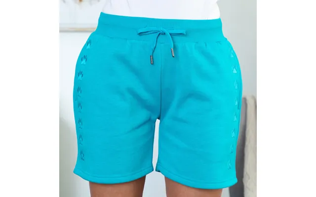 Path Of Paws Embroidered Shorts With Pockets - Turquoise