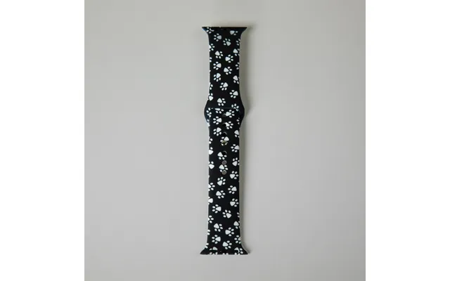 Patterned Silicone Apple Watch Band 38mm 40mm 41mm 42mm 44mm - Black Paw Print