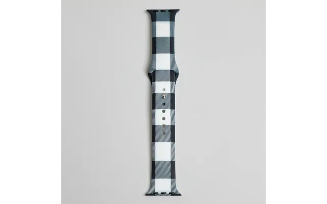 Patterned Silicone Apple Watch Band 38mm 40mm 41mm 42mm 44mm - Black & White Buffalo Plaid
