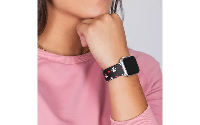 Patterned Silicone Apple Watch Band 38mm 40mm 41mm 42mm 44mm - Hearts & Paws