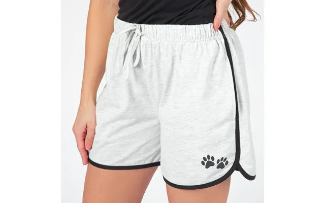 Paw Print Accent Trim Shorts - Gray