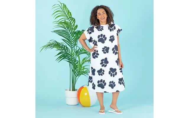 Paw Print Beach Towel Poncho - Black Paw Prints