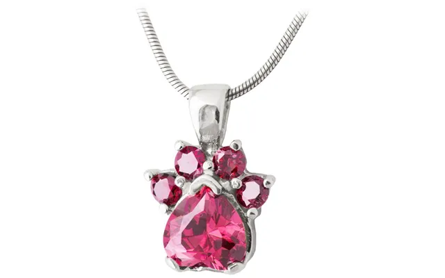 Paw Print Birthstone Sterling Necklace - July