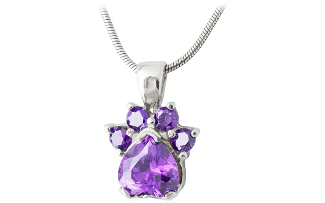 Paw Print Birthstone Sterling Necklace - June