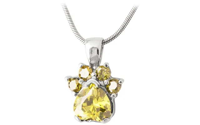 Paw Print Birthstone Sterling Necklace - November