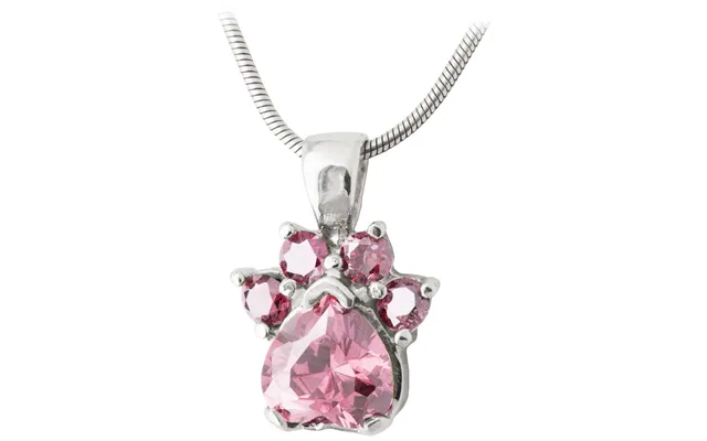 Paw Print Birthstone Sterling Necklace - October