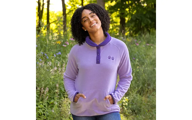Paw Print Cadet Snap Fleece Pullover - Lavender