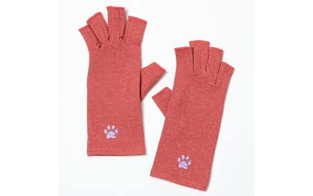 Paw Print Compression Gloves - Rust Red