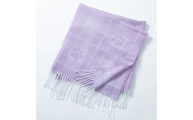 Paw Print Cotton Blend Throw Blanket With Fringe - 70 X 56