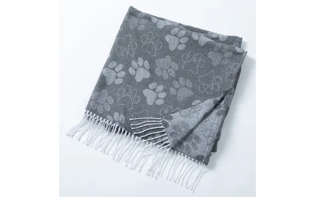 Paw Print Cotton Blend Throw Blanket With Fringe - 70 X 56