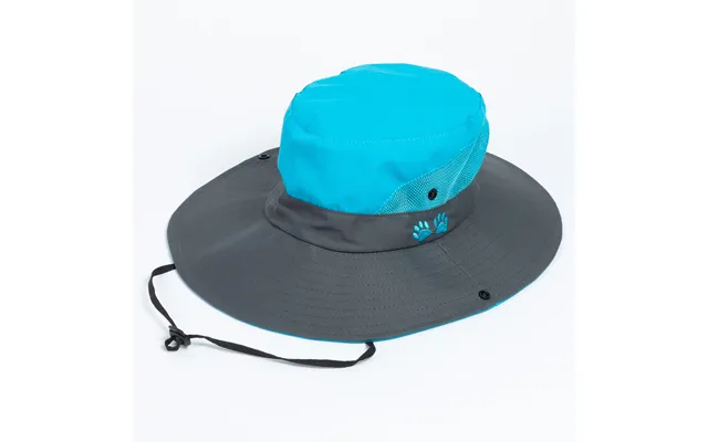 Paw Print Embroidered Breathable Sun Hat With Ponytail Hole - Gray Blue