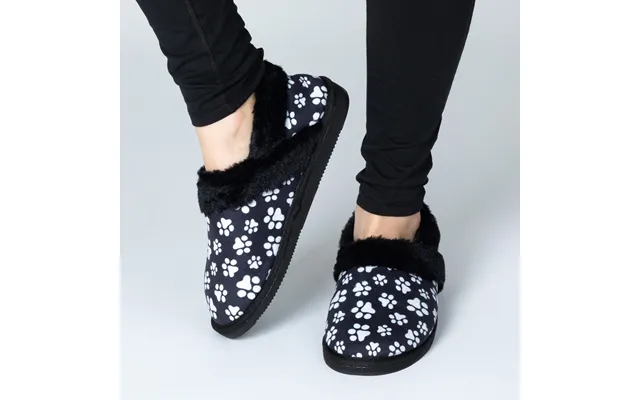 Paw Print Faux Fur Lined Indoor Outdoor Slipper Shoes - Paws Galore