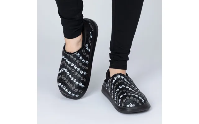 Paw Print Faux Fur Lined Slipper Shoes With Comfort Heel - Paw Print Twist & Turn