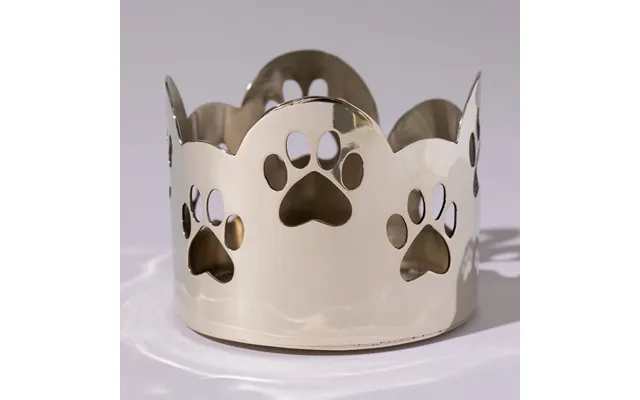 Paw Print Mixed Metal Candle Holder - Silver