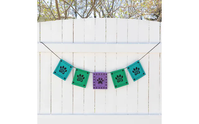 Paw Print Outdoor Flags - Blue & Green