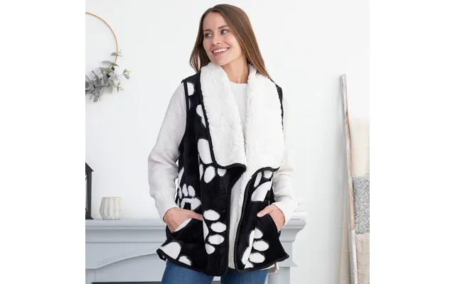 Paw Print Plush Sherpa Fleece-lined Vest - White Paw Prints