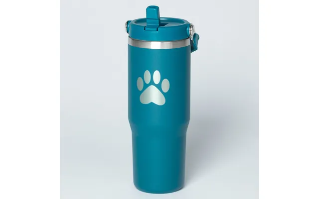 Paw Print Stainless Steel Tumbler With Flip Straw - 30 Oz