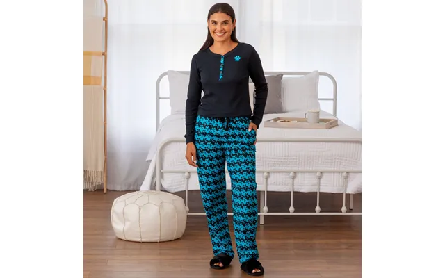 Paw Print Thermal & Flannel Pajama Set - Paw Print Houndstooth