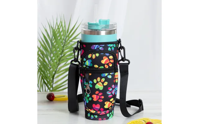 Paw Print Tumbler Carrier With Zippered Pockets - Celebration Paws